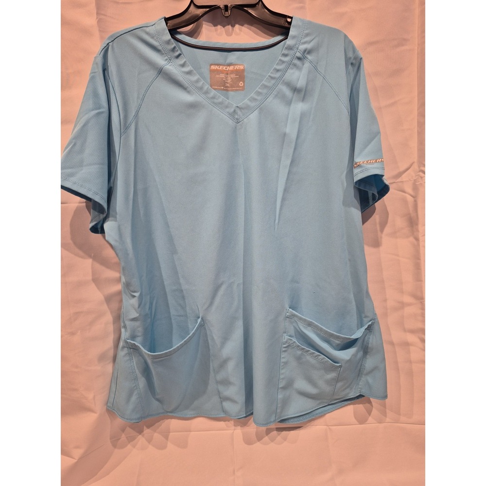 Sketchers Light Blue Scrub‎ Top XXL 2xl Women's